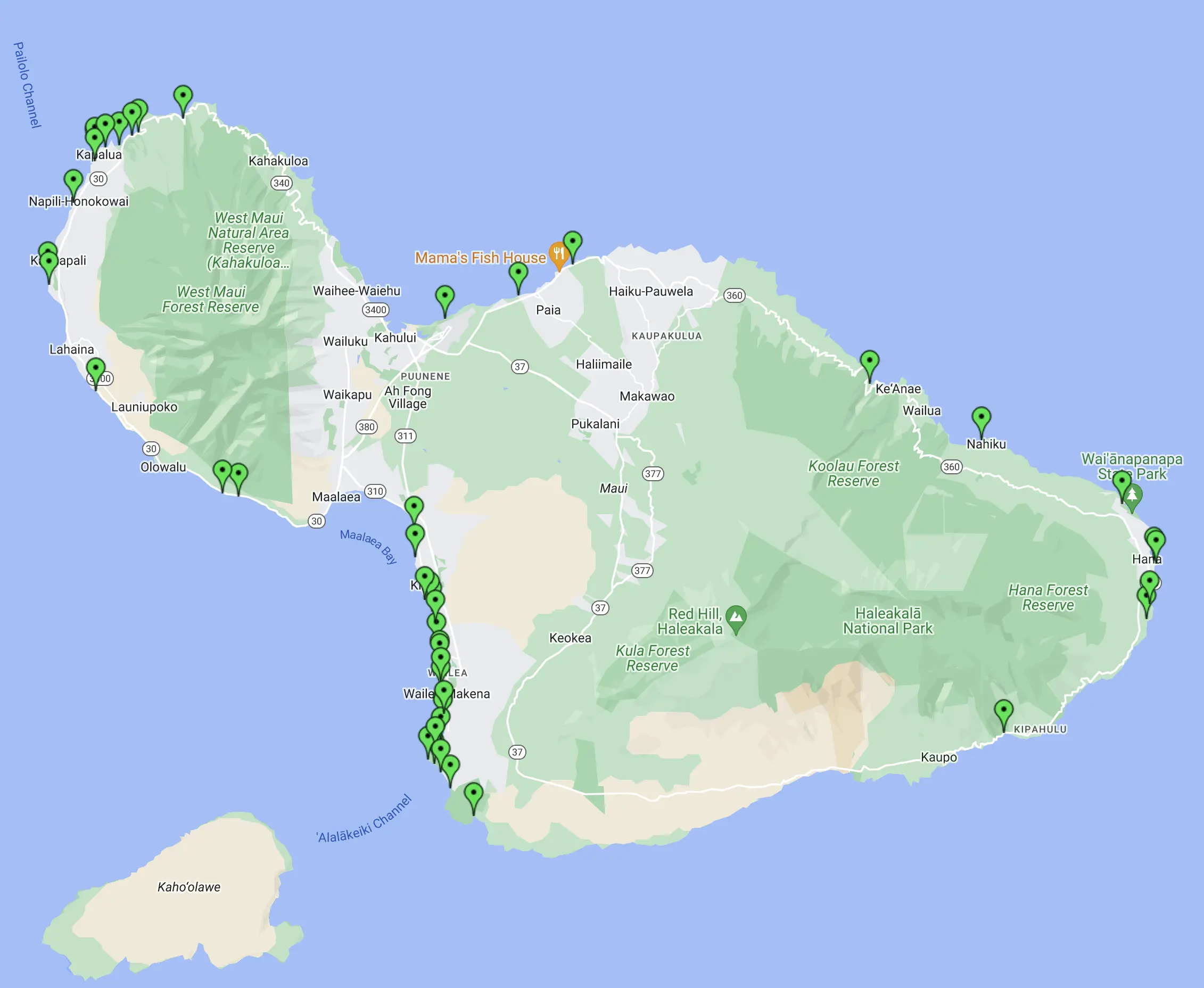 Map of Maui Beaches